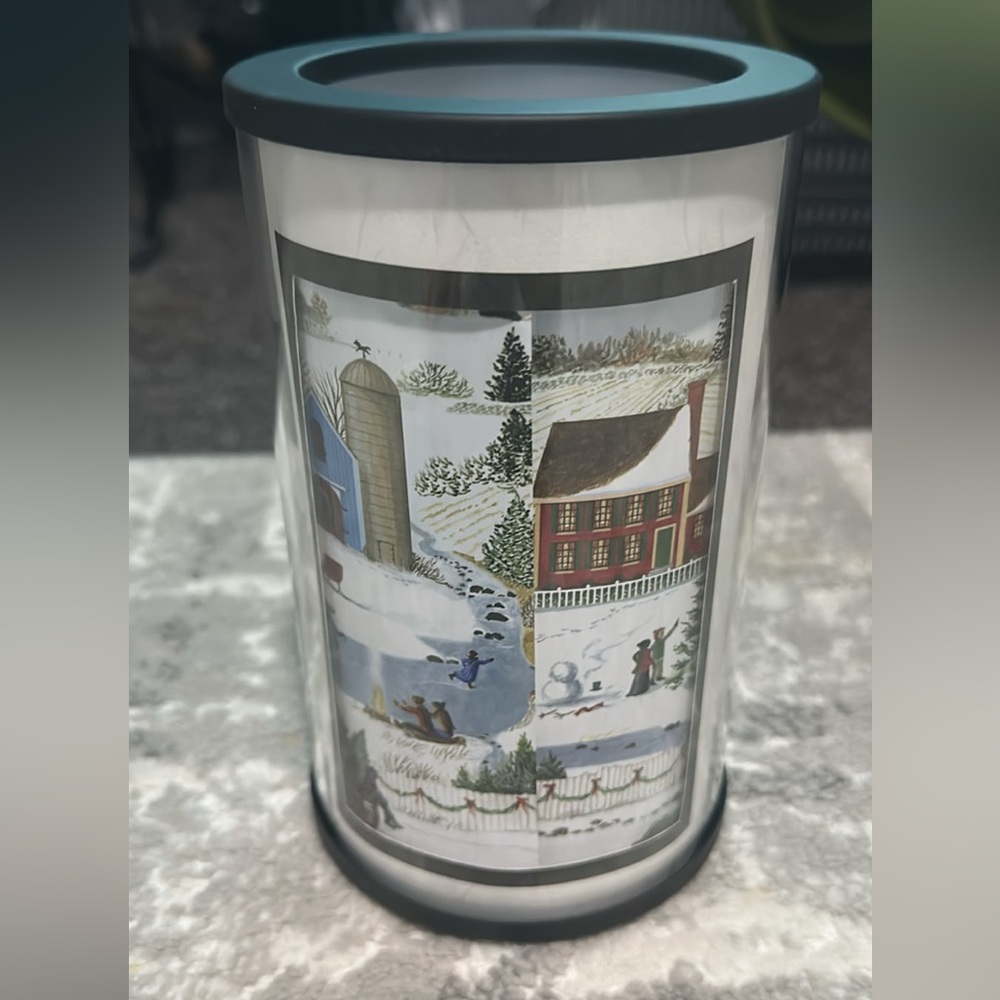 PartyLite Winter Scene Lantern with Black and White Accents